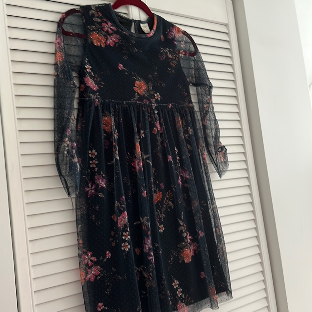 Zara Girls Floral Print Tulle Dress